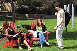 Photo of students enjoying the weather on campus. Link to Gifts of Real Estate