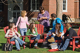Photo of students enjoying the weather on campus. Link to Gifts of Life Insurance